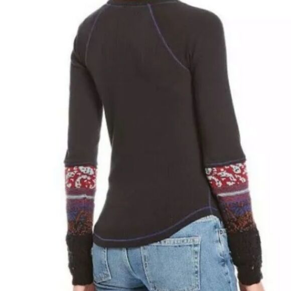 Free People The Mix Cuff Long Sleeve Knit Top Size XS - Picture 2 of 4